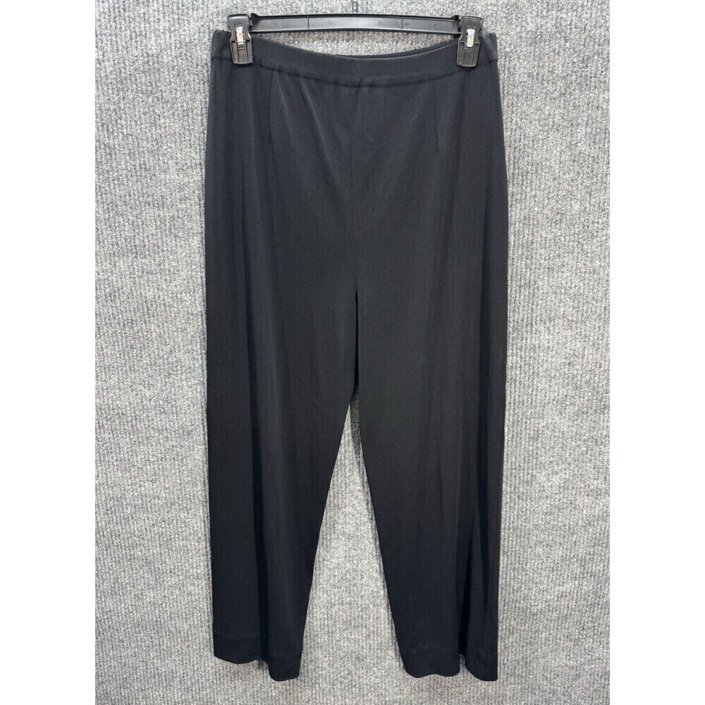 Exclusively Misook Pants Womens XL Black Knit Straight Leg Pull On High Rise - Picture 1 of 8